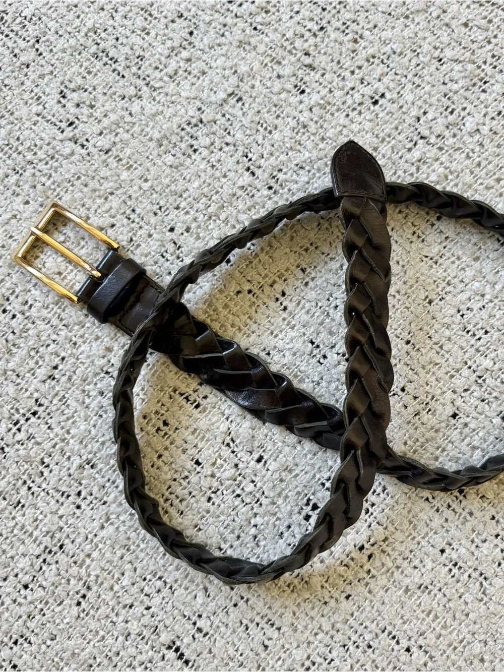 &Other Stories Black Braided Leather Belt Size S